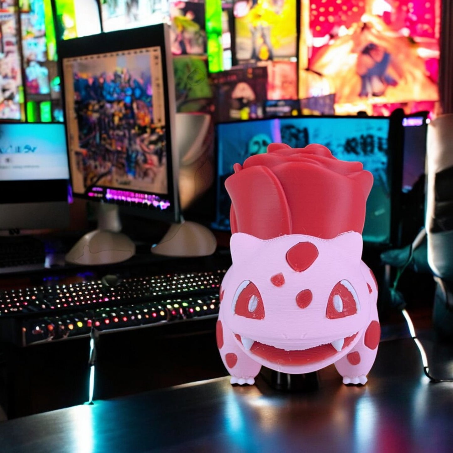 Floral Bulbasaur 3D Printed Model - Pokemon Game Collectible Figurine fan art desk pet image 3