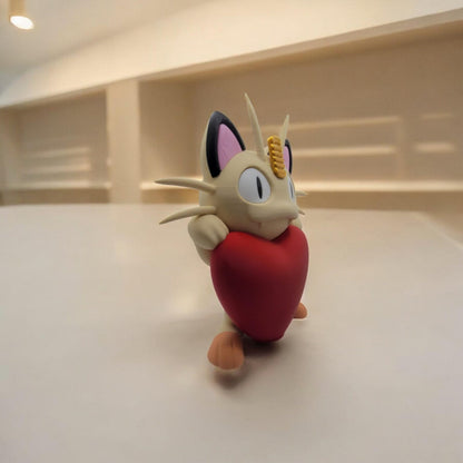 Heartful Meowth 3D Printed Model - Pokemon Game Collectible Figurine fan art desk pet image 1