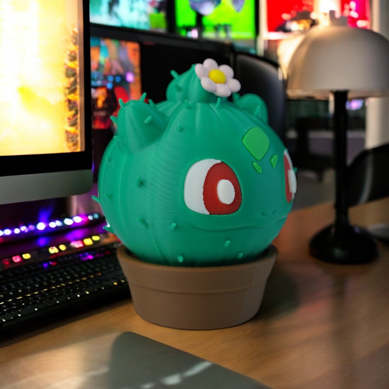 Bulbasaur Cactus 3D Print - Pokemon Plant Figure Desk Decor image 4