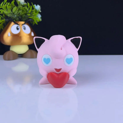 Heartful Jigglypuff 3D Printed Model - Pokemon Game Collectible Figurine fan art desk pet image 0