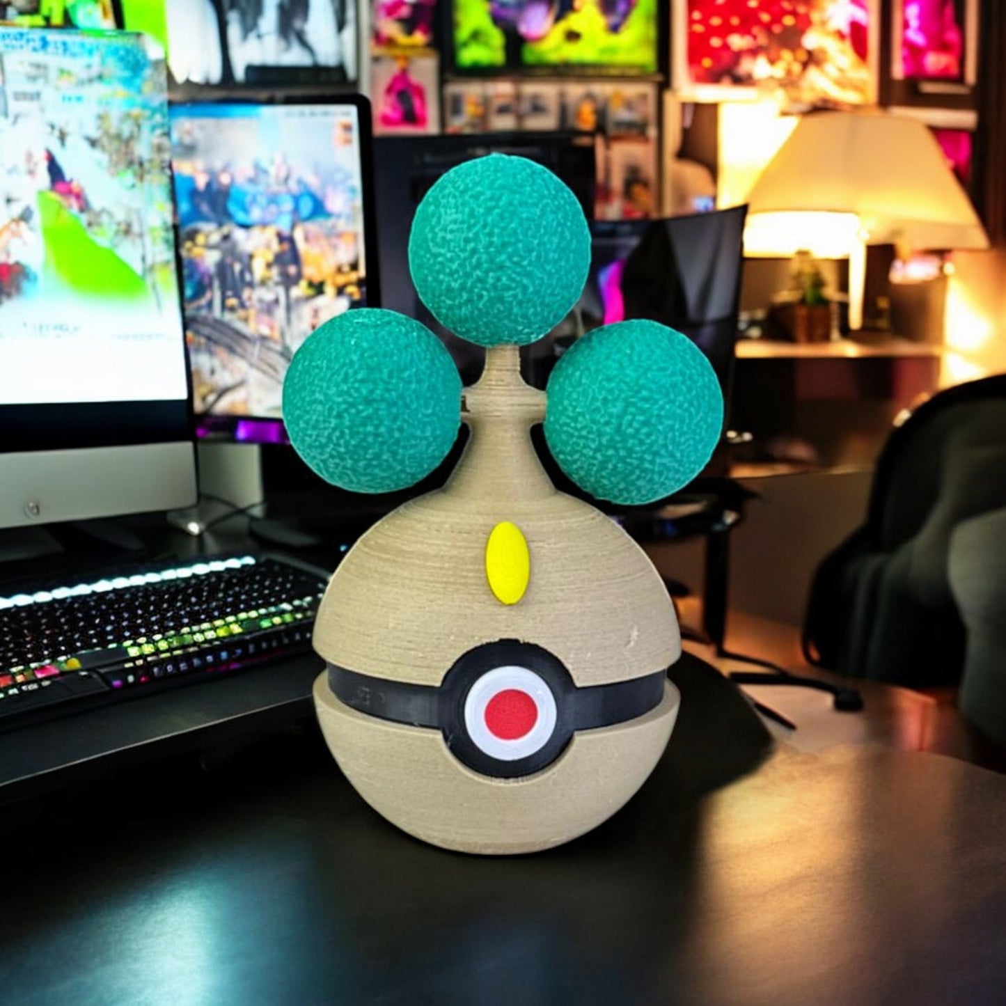 Bonsly Pokeball 3D Printed Model - Poke Balls Game Collectible Figurine fan art desk pet image 0