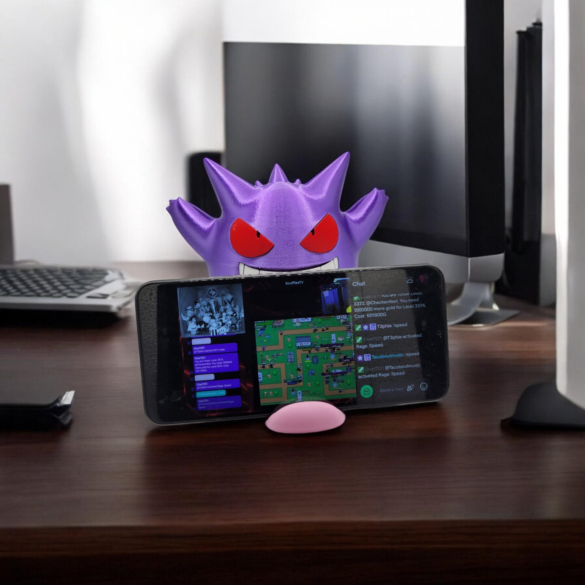 Gengar Phone Holder 3D Printed Model - Phone Accessories Game Collectible Figurine fan art desk pet image 2