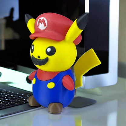 Mario Pikachu 3D Printed Model - Pokemon Game Collectible Figurine fan art desk pet image 2
