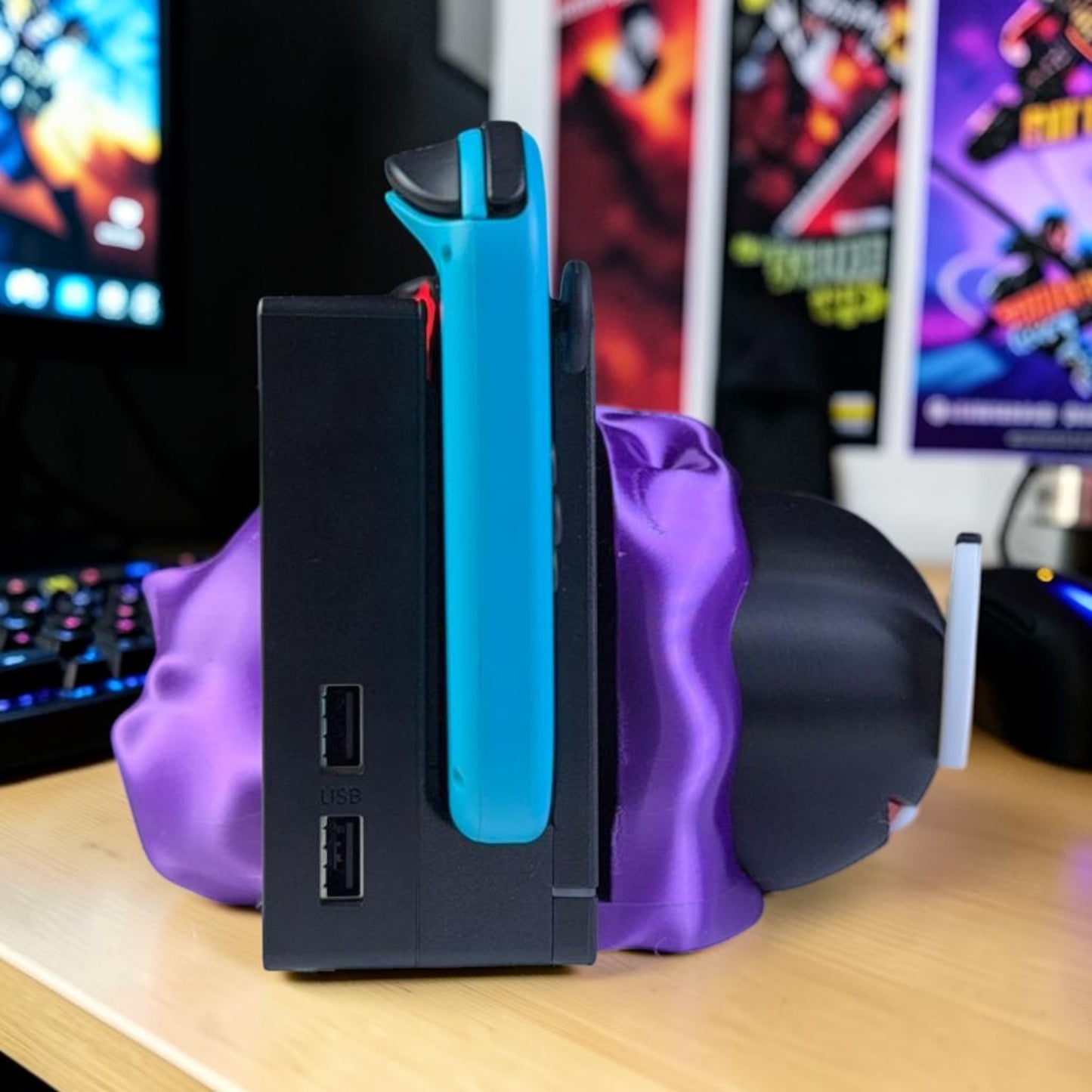 Gastly Nintendo Switch Dock Cover - 3D Printed Pokemon Inspired Fan Art - Gamer Desk Decor & Accessory image 1