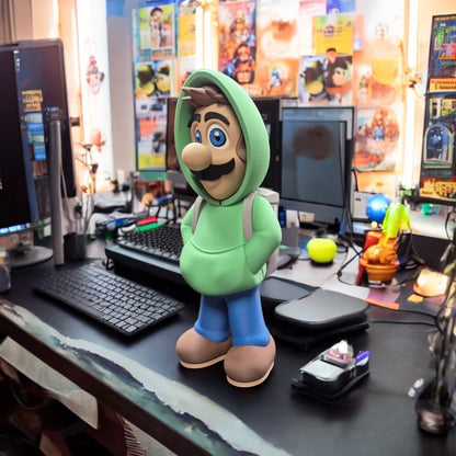 Chill Luigi 3D Printed Model - Super Mario Fan Art Desk Figurine image 0