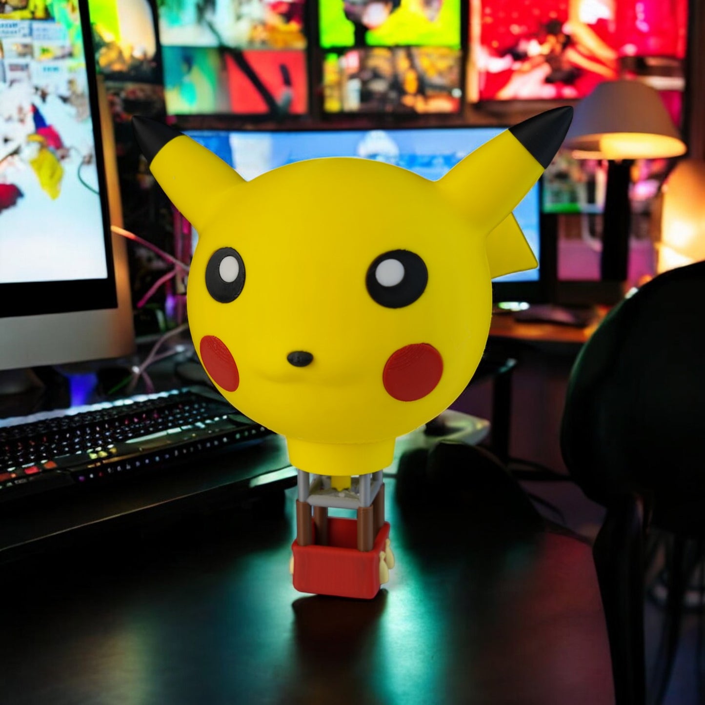 Pika Hot Air Baloon 3D Printed Model - Pokemon Game Collectible Figurine fan art desk pet image 3