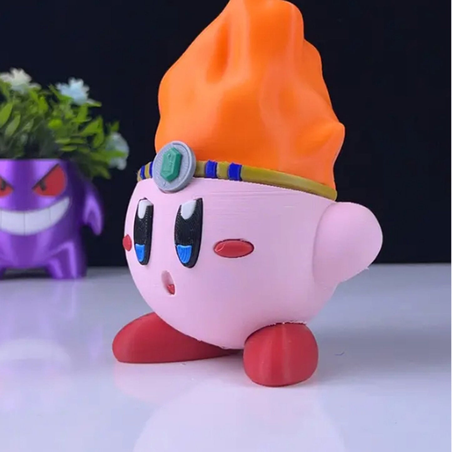 Fire Kirby 3D Printed Model - Kirby Game Collectible Figurine fan art desk pet image 1