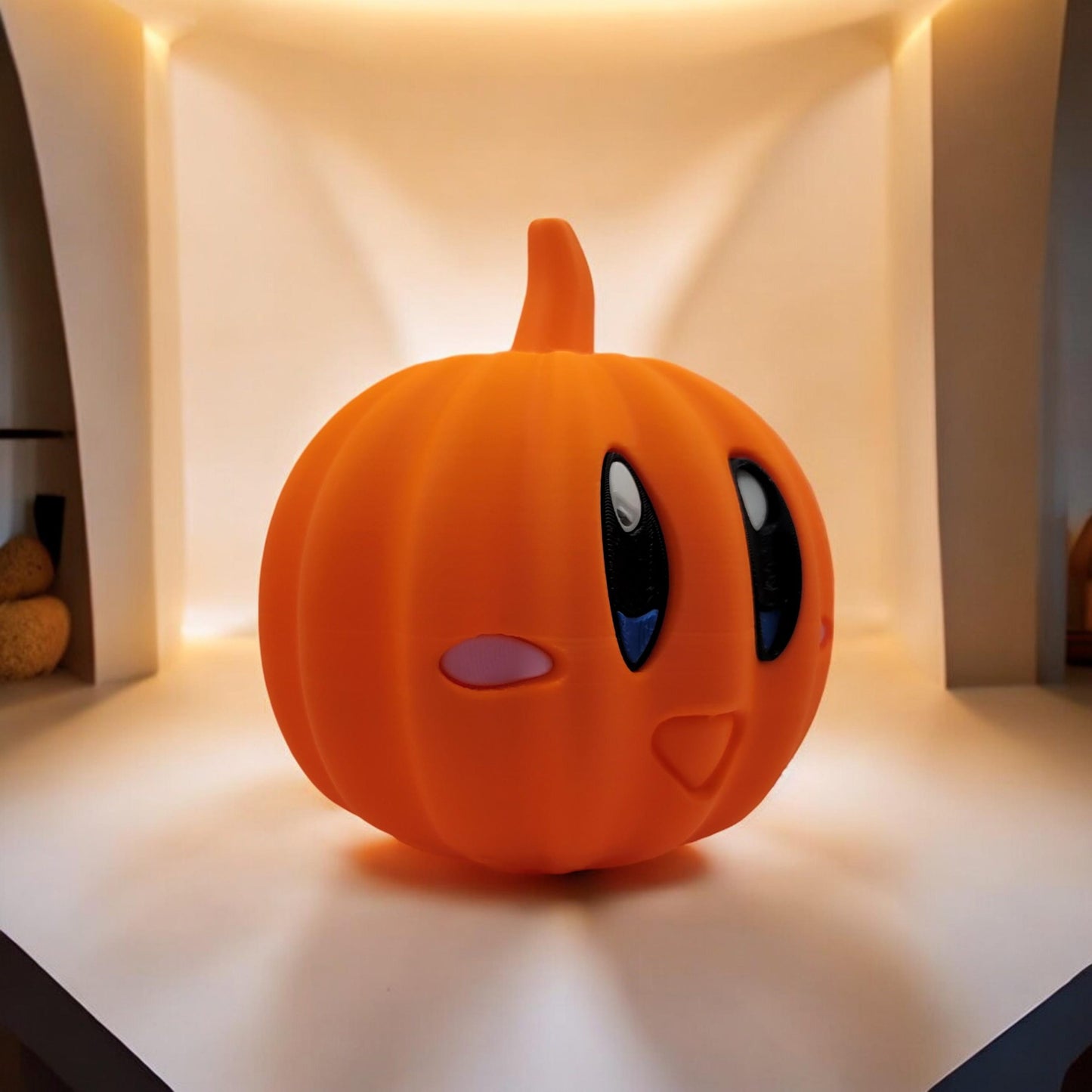 Pumpkin Kirby 3D Printed Model - Kirby Game Collectible Figurine fan art desk pet image 1