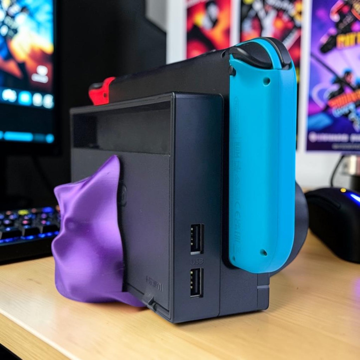 Gastly Nintendo Switch Dock Cover - 3D Printed Pokemon Inspired Fan Art - Gamer Desk Decor & Accessory image 5