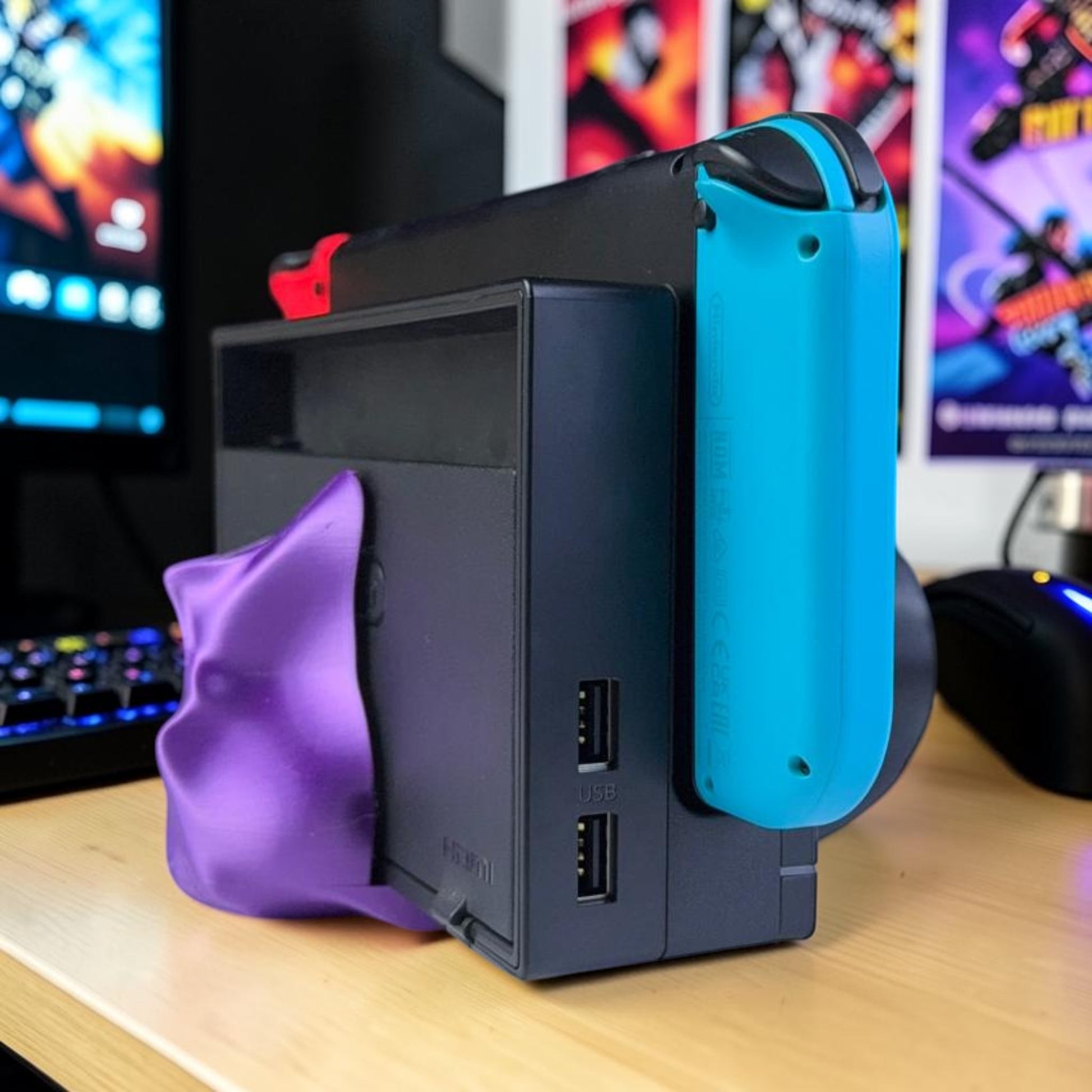 Gastly Nintendo Switch Dock Cover - 3D Printed Pokemon Inspired Fan Art - Gamer Desk Decor & Accessory image 5