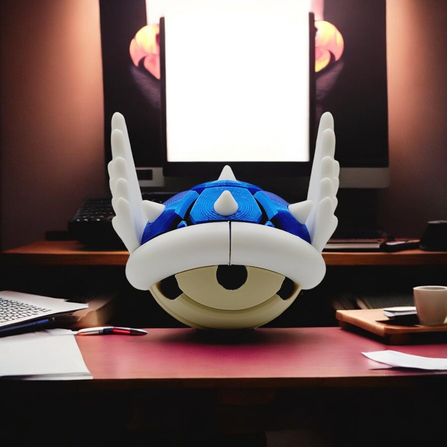 Winged Turtle Shell 3D Printed Model - Super Mario Game Collectible Figurine fan art desk pet image 4