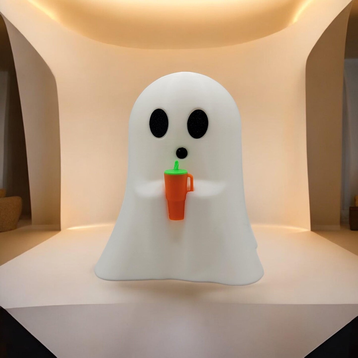 Ghost with Tumbler 3D Printed Model - Halloween Collectible Figurine fan art desk pet image 5