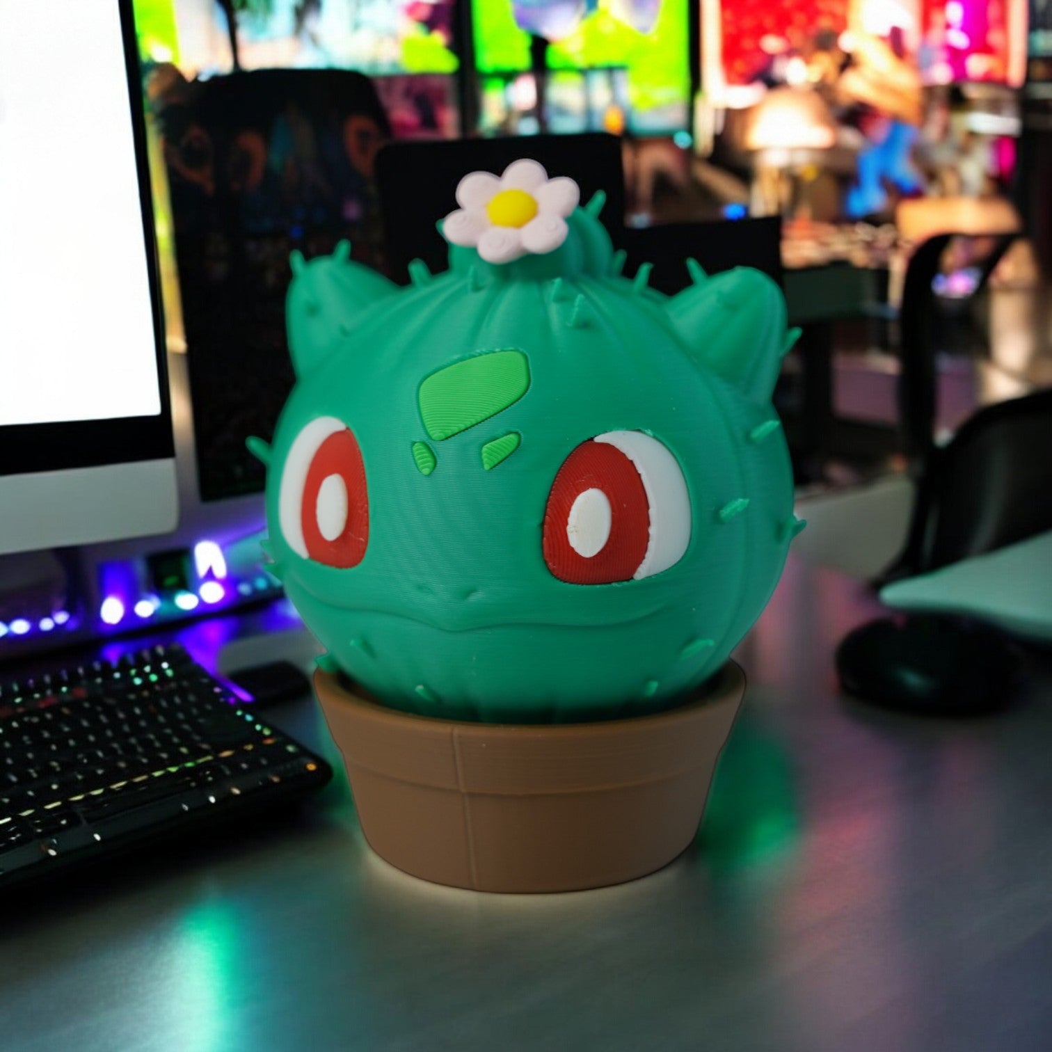 Bulbasaur Cactus 3D Print - Pokemon Plant Figure Desk Decor image 0