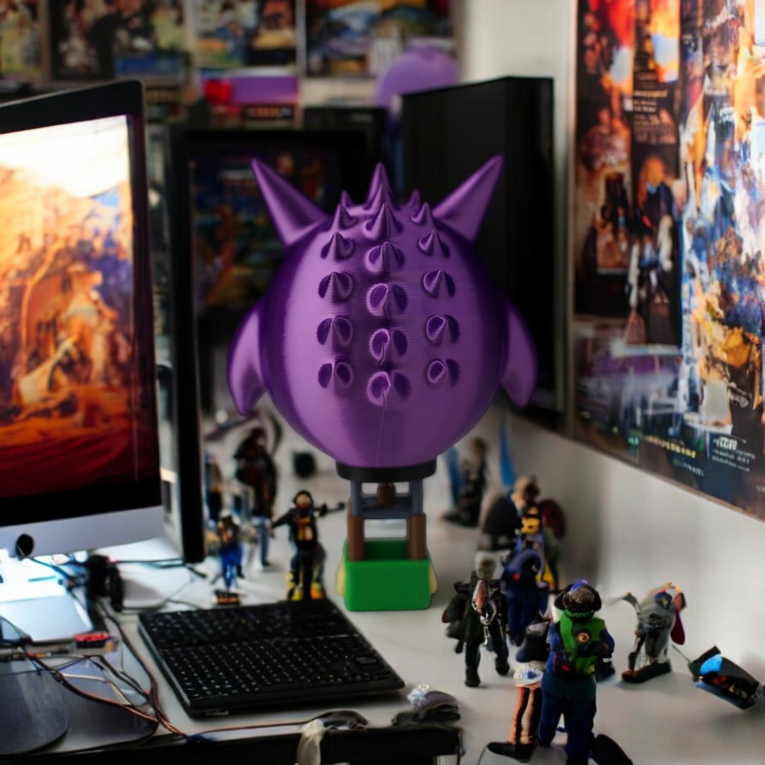 Gengar Hot Air Balloon 3D Print - Pokemon Flying Figure Desk Decor image 3