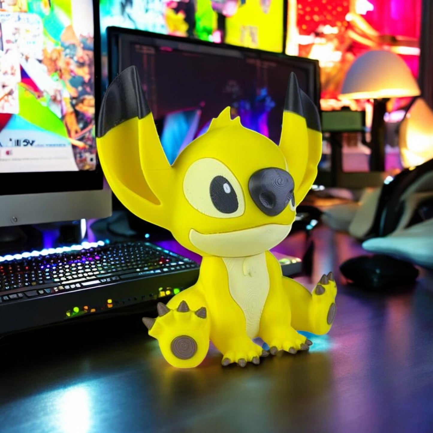 Pikachu Stitch 3D Printed Model - Lilo & Stitch Game Collectible Figurine fan art desk pet image 6