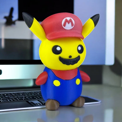 Mario Pikachu 3D Printed Model - Pokemon Game Collectible Figurine fan art desk pet image 0