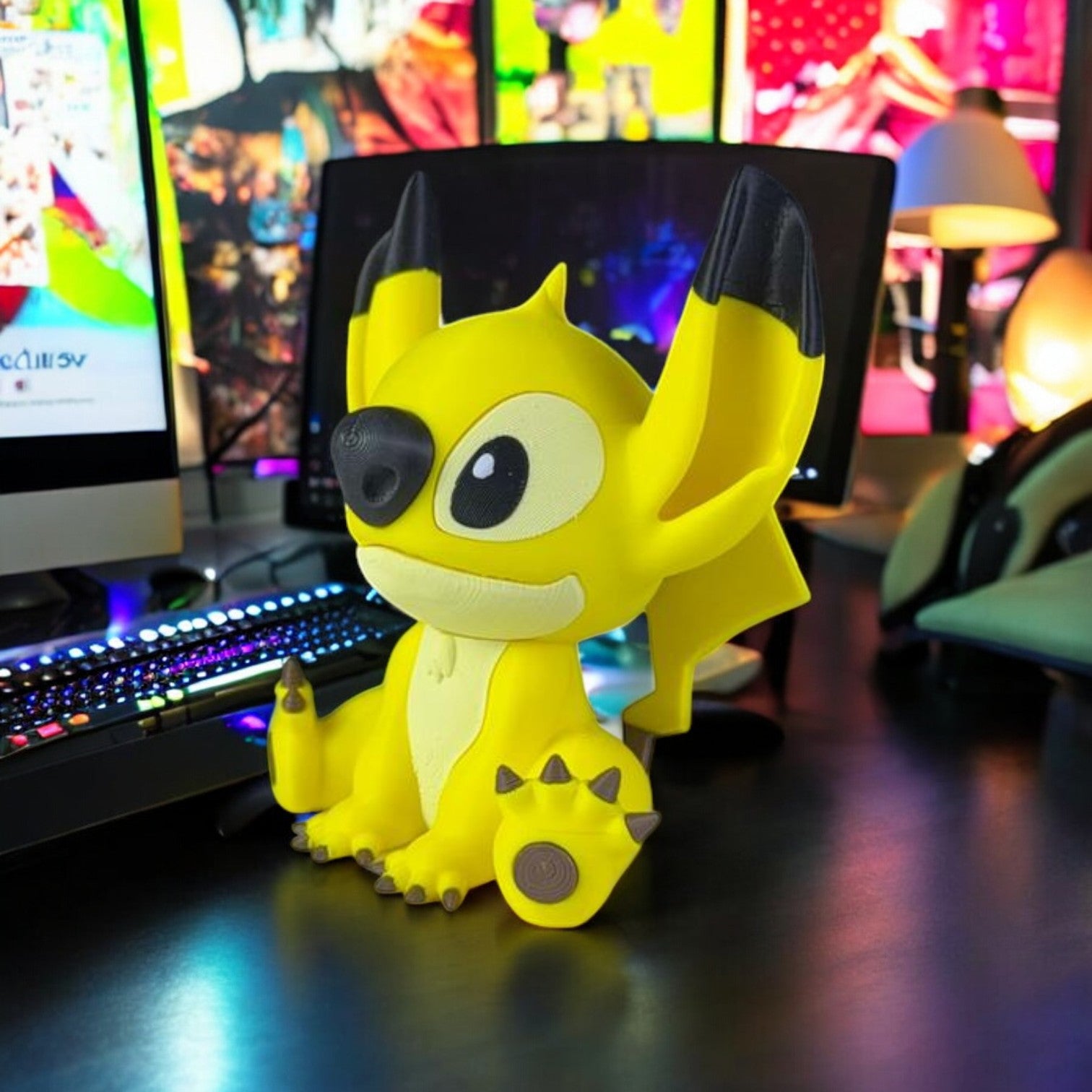 Pikachu Stitch 3D Printed Model - Lilo & Stitch Game Collectible Figurine fan art desk pet image 1