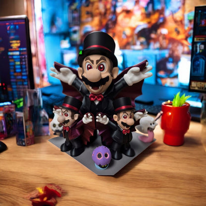Vampire Mario 3D Print - Super Mario Spooky Figure Desk Collectible image 3