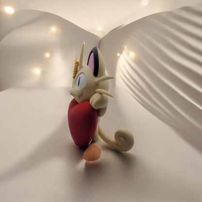 Heartful Meowth 3D Printed Model - Pokemon Game Collectible Figurine fan art desk pet image 6