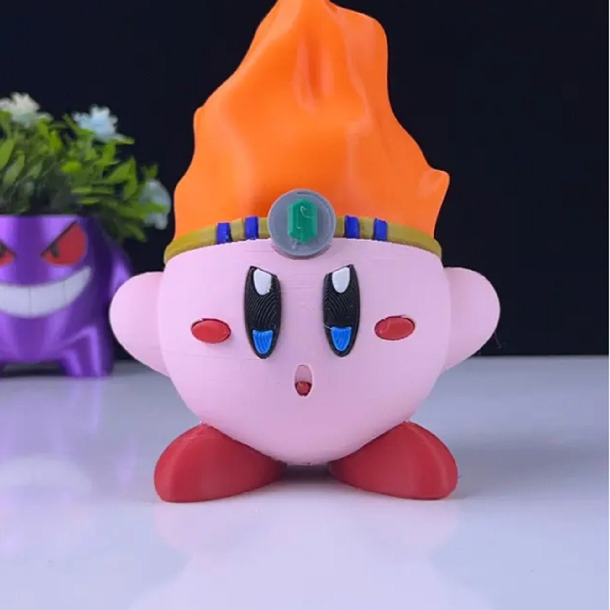 Fire Kirby 3D Printed Model - Kirby Game Collectible Figurine fan art desk pet image 0