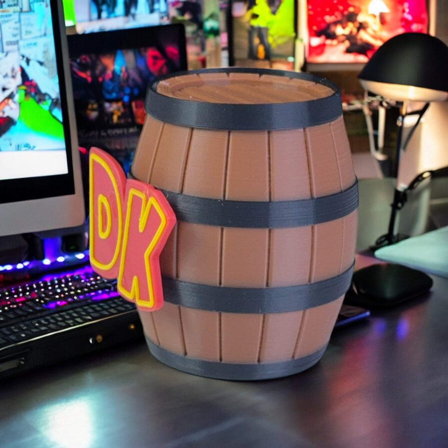 DK Barrel 3D Printed Model - Donkey Kong Game Collectible Figurine fan art desk pet image 1