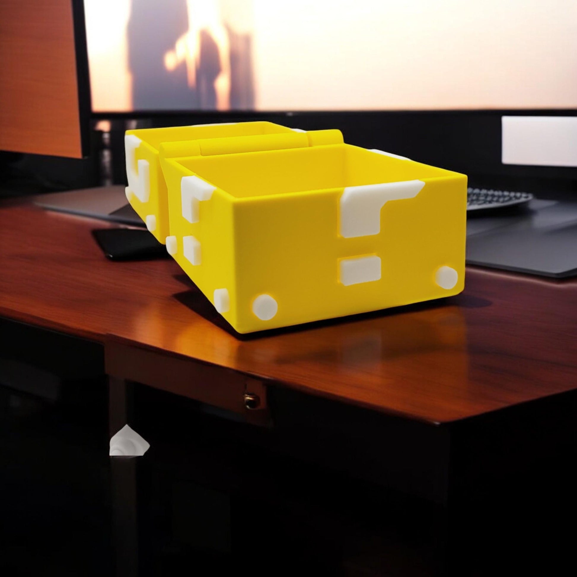 Mario Question Block Container 3D Printed Model - Game Collectible Figurine fan art desk pet image 7