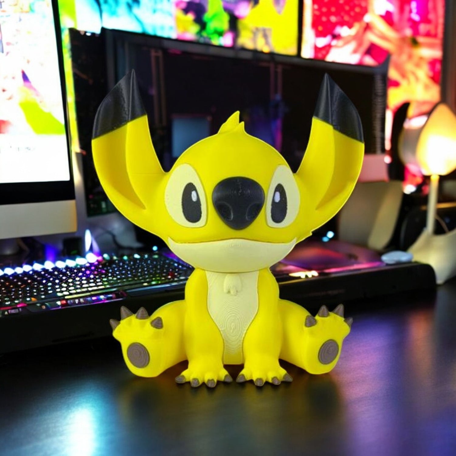 Pikachu Stitch 3D Printed Model - Lilo & Stitch Game Collectible Figurine fan art desk pet image 0