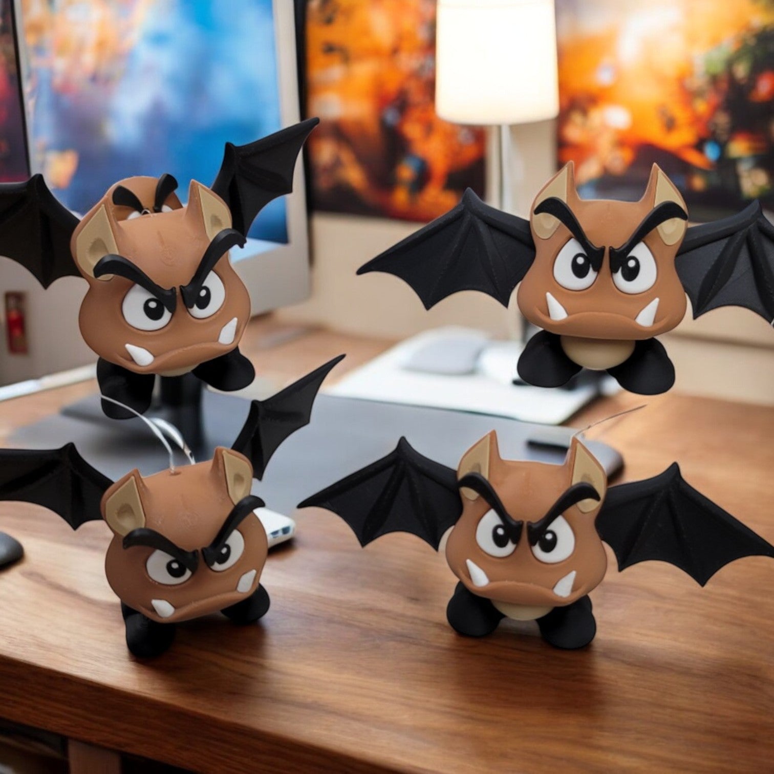 Goomba Bat 3D Print - Super Mario Flying Enemy Figure image 0