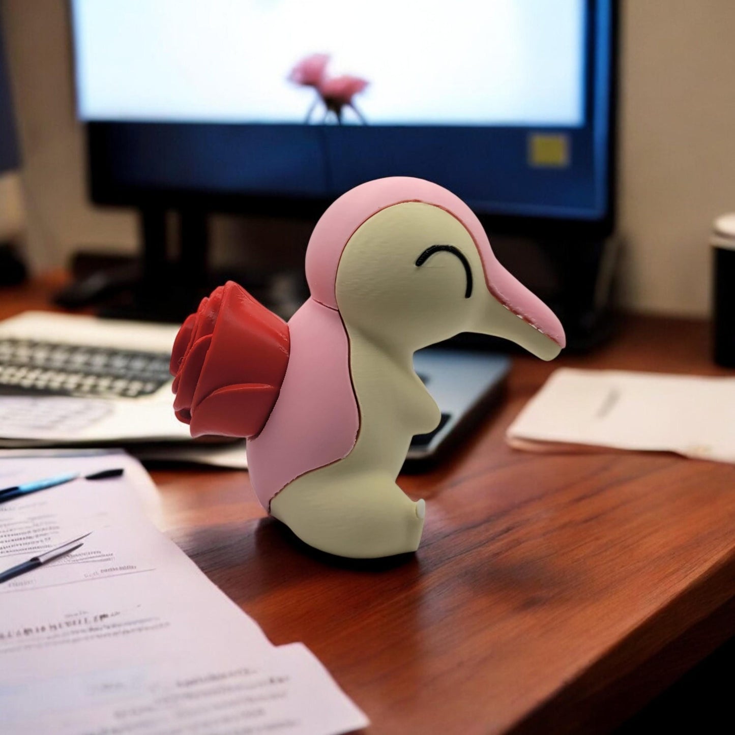 Floral Cyndaquil 3D Printed Model - Pokemon Game Collectible Figurine fan art desk pet image 2