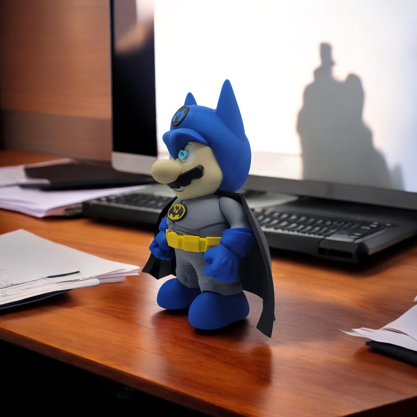 BatMan Mario 3D Printed Model - Super Mario Game Collectible Figurine fan art desk pet image 6