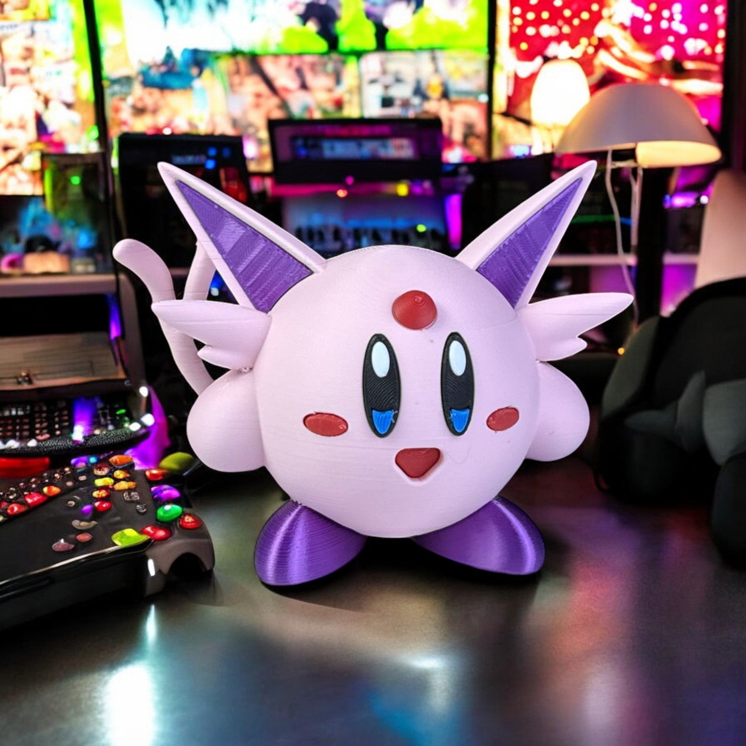 Espeon Kirby 3D Printed Model - Kirby Game Collectible Figurine fan art desk pet image 0