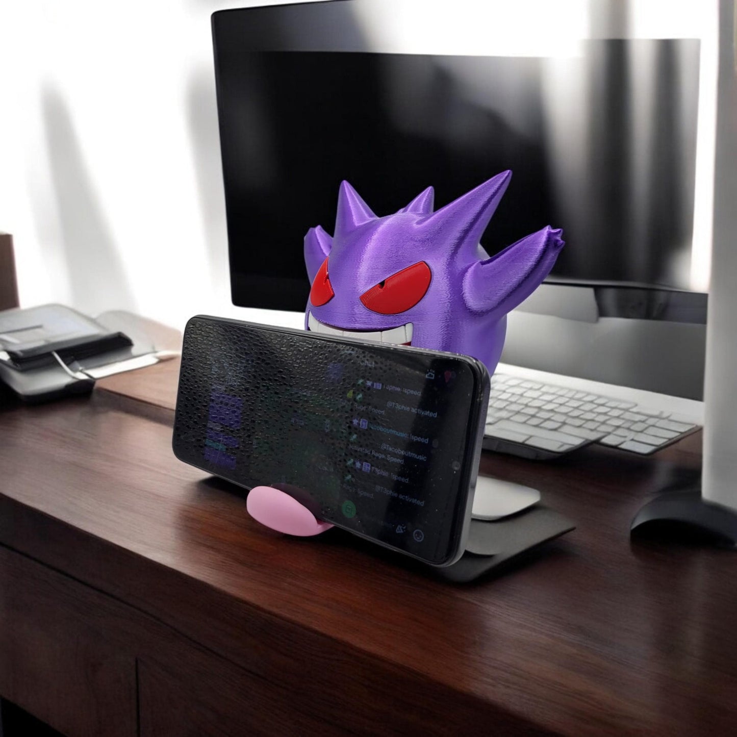 Gengar Phone Holder 3D Printed Model - Phone Accessories Game Collectible Figurine fan art desk pet image 5