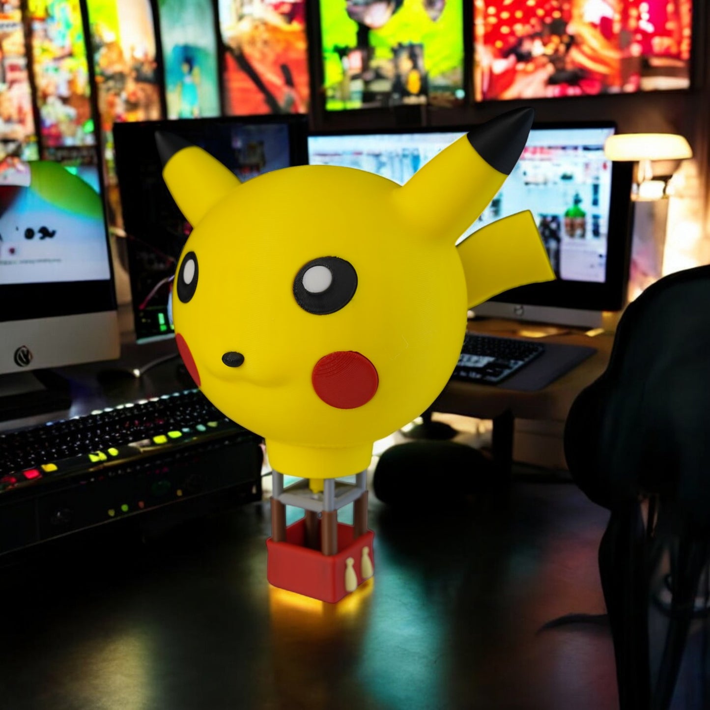 Pika Hot Air Baloon 3D Printed Model - Pokemon Game Collectible Figurine fan art desk pet image 0