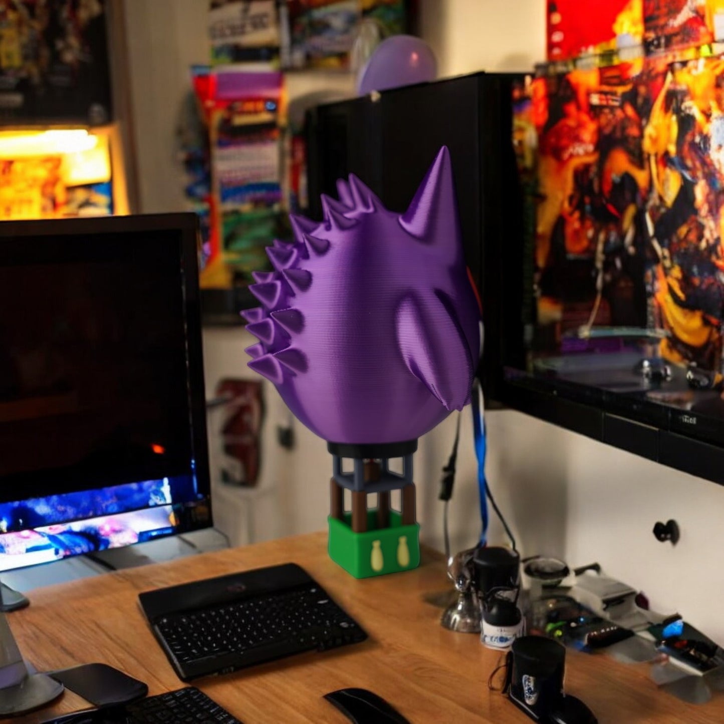Gengar Hot Air Balloon 3D Print - Pokemon Flying Figure Desk Decor image 2