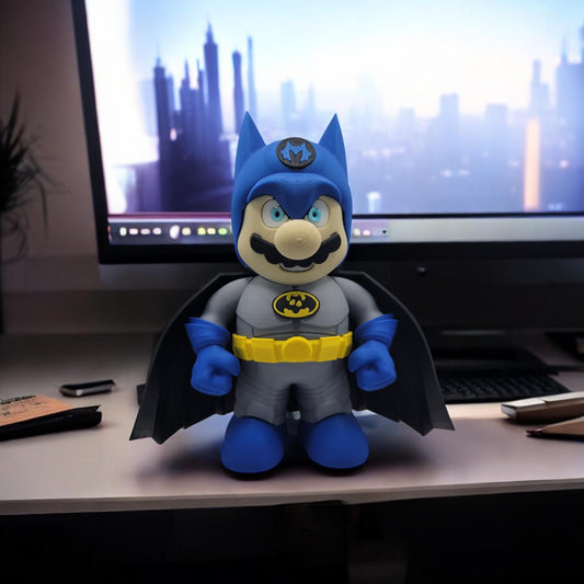 BatMan Mario 3D Printed Model - Super Mario Game Collectible Figurine fan art desk pet image 0