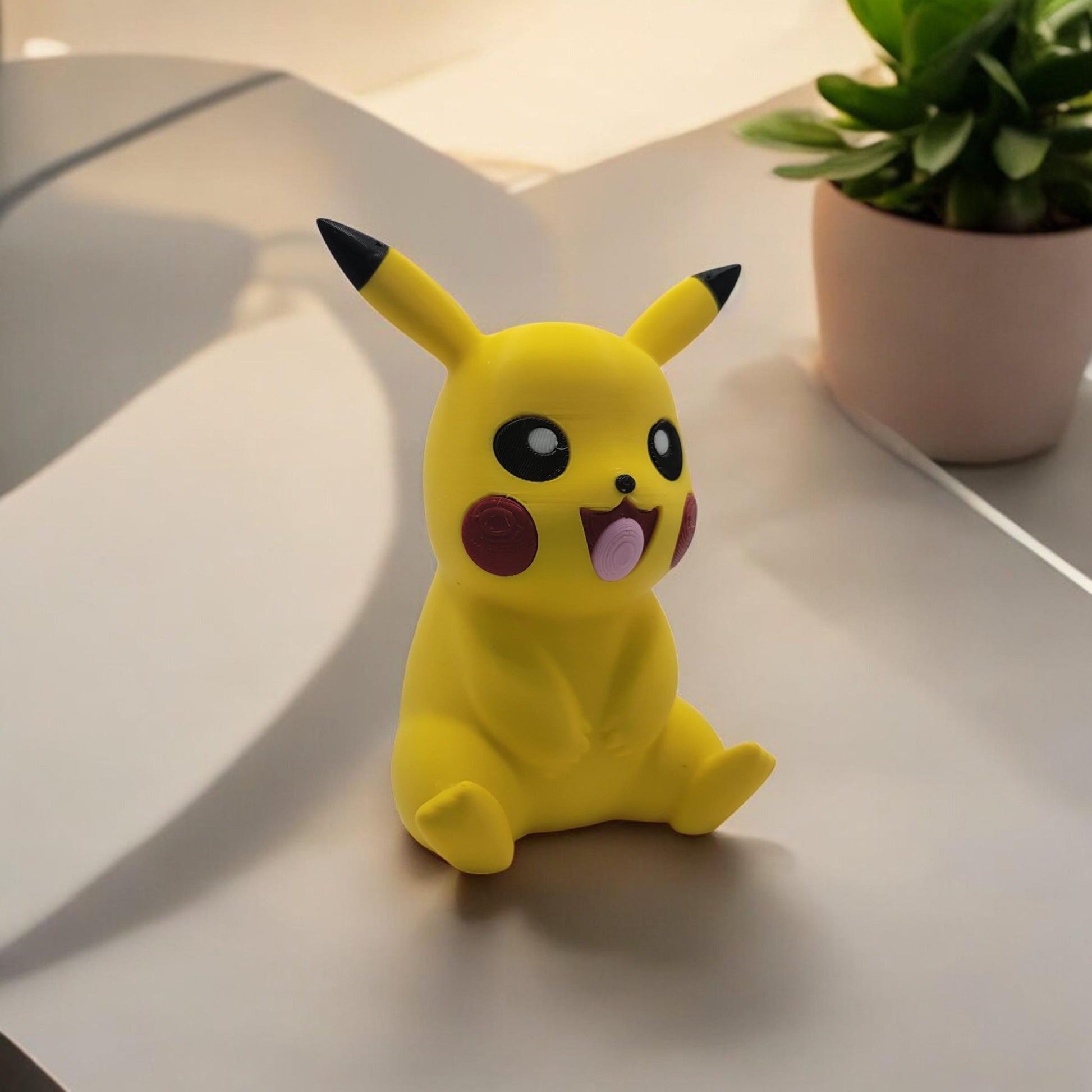 Sitting Pikachu 3D Printed Model - Pokemon Game Collectible Figurine fan art desk pet image 1