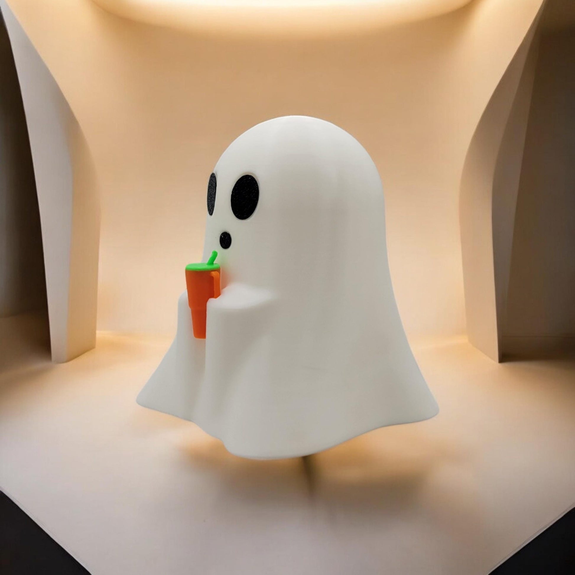 Ghost with Tumbler 3D Printed Model - Halloween Collectible Figurine fan art desk pet image 4
