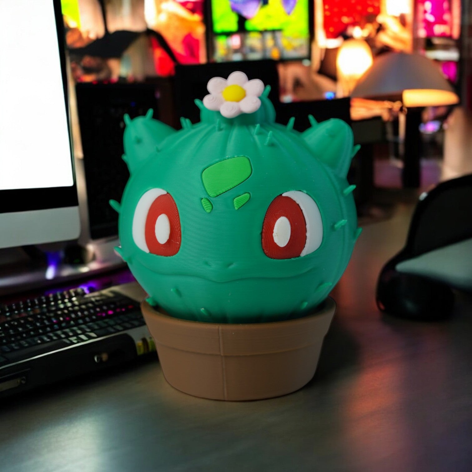 Bulbasaur Cactus 3D Print - Pokemon Plant Figure Desk Decor image 3
