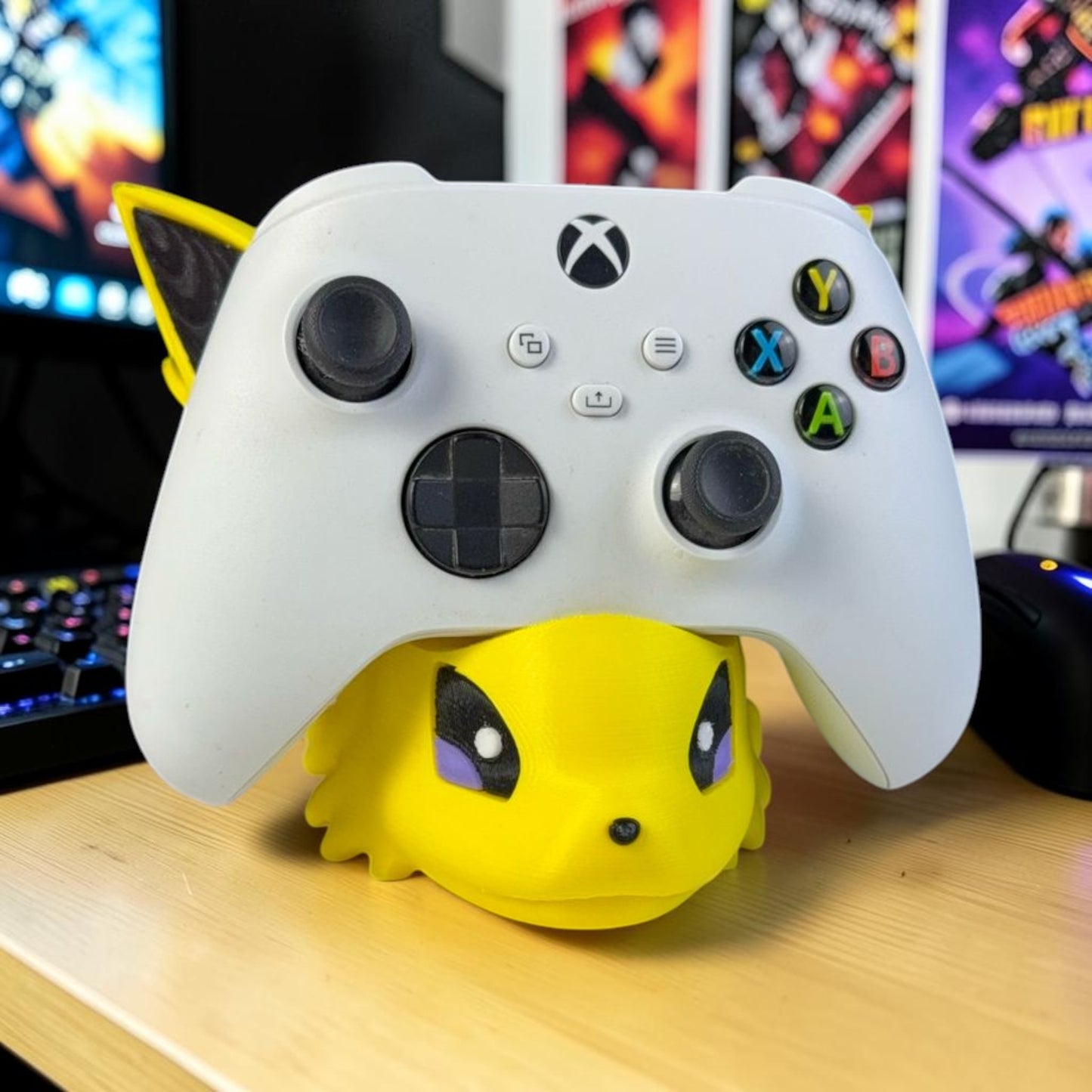 Jolteon Controller Holder for Xbox/PS5/Switch - 3D Printed Pokemon Inspired Gaming Desk Stand - Gamer Decor image 0