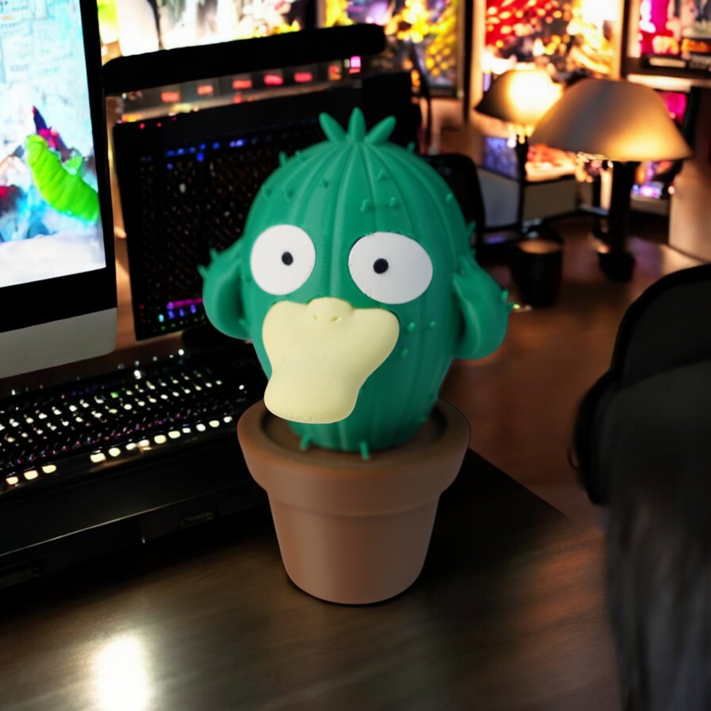 Psyduck Cactus 3D Print - Pokemon Plant Figure Desk Decor image 0
