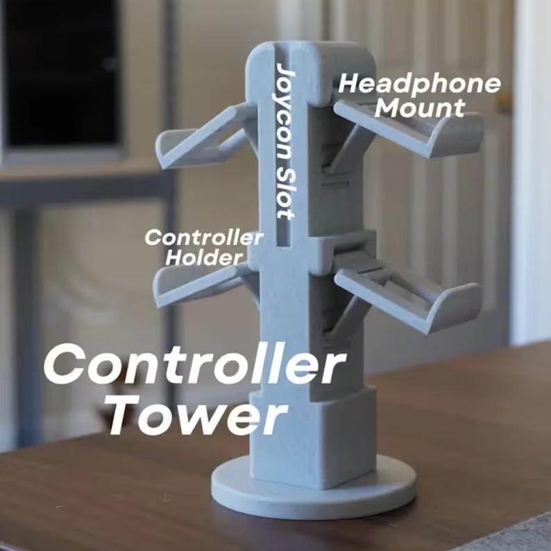 Universal Gaming Controller Tower | Controller Stand & Headphone Hanger - Custom 3D Printed Accessory image 8