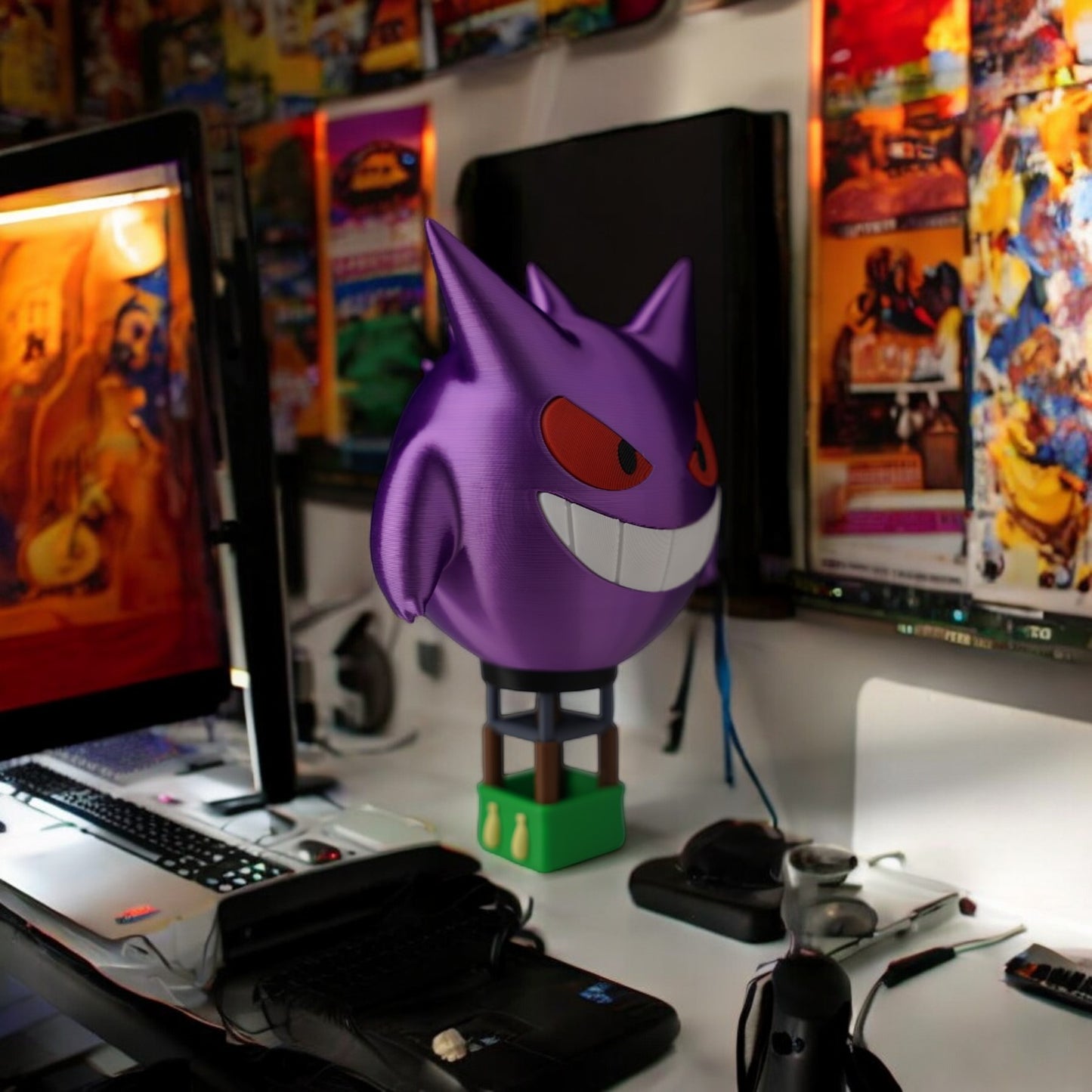 Gengar Hot Air Balloon 3D Print - Pokemon Flying Figure Desk Decor image 1