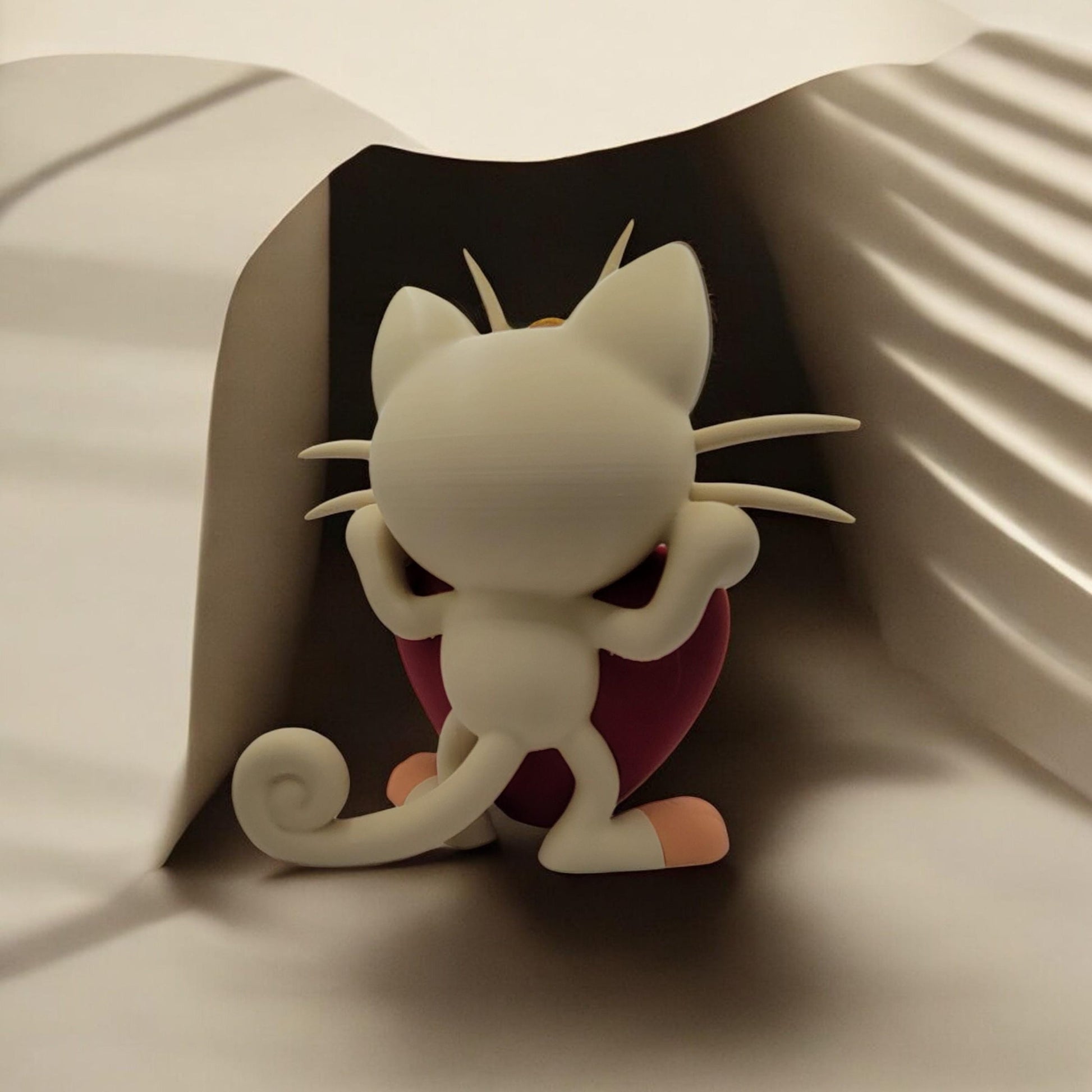 Heartful Meowth 3D Printed Model - Pokemon Game Collectible Figurine fan art desk pet image 3