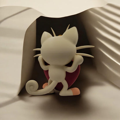 Heartful Meowth 3D Printed Model - Pokemon Game Collectible Figurine fan art desk pet image 3