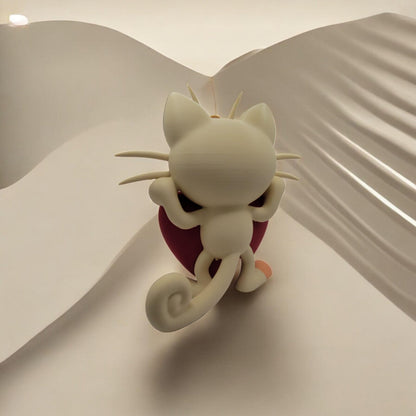 Heartful Meowth 3D Printed Model - Pokemon Game Collectible Figurine fan art desk pet image 4