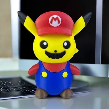 Mario Pikachu 3D Printed Model - Pokemon Game Collectible Figurine fan art desk pet image 1