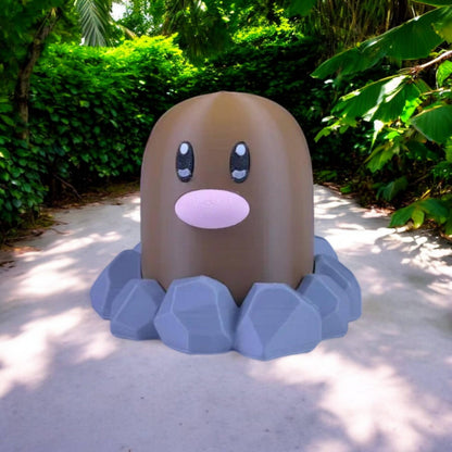 Digglet 3D Printed Model - Pokemon Game Collectible Figurine fan art desk pet image 0
