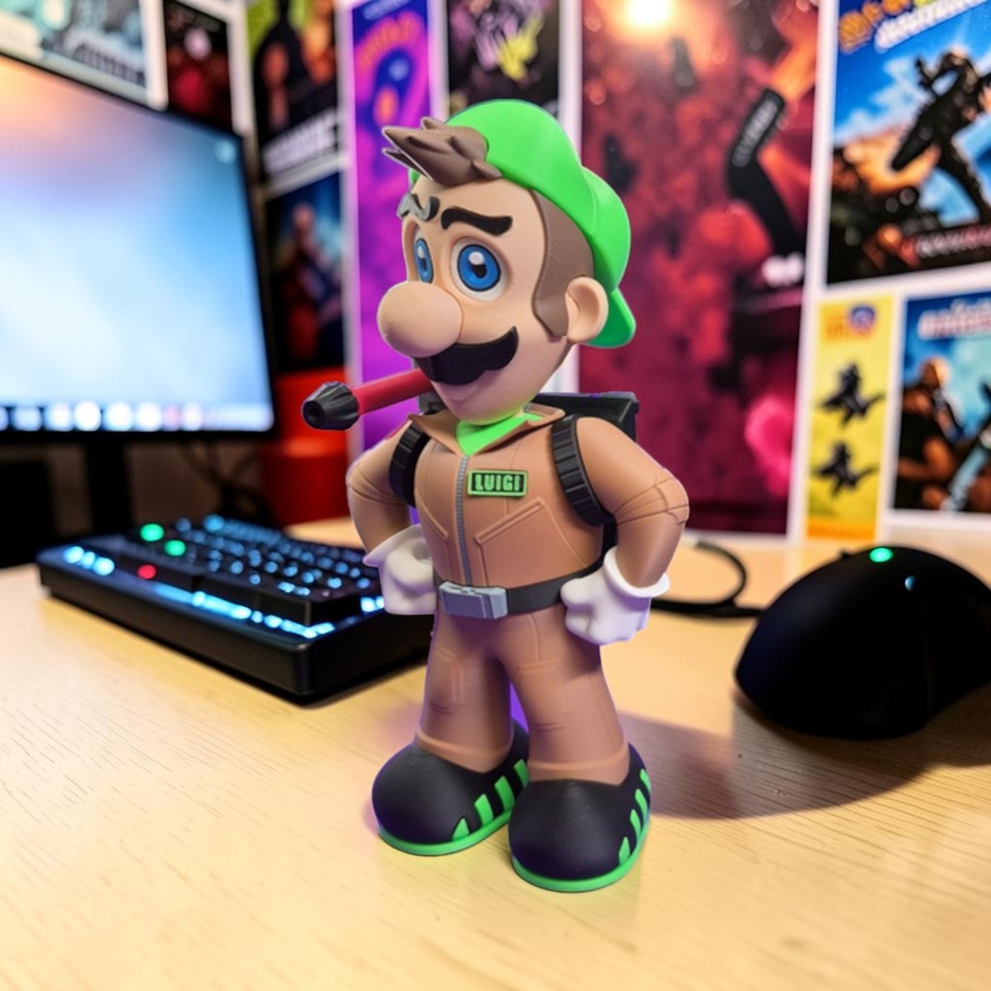 Ghostbuster Luigi 3D Printed Model - Super Mario Game Collectible Figurine image 1