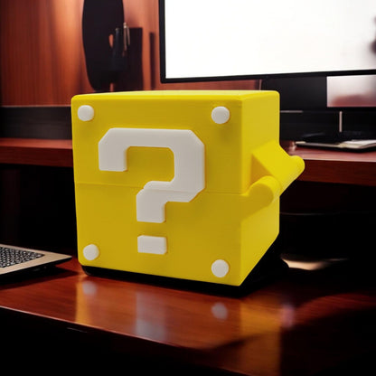 Mario Question Block Container 3D Printed Model - Game Collectible Figurine fan art desk pet image 4