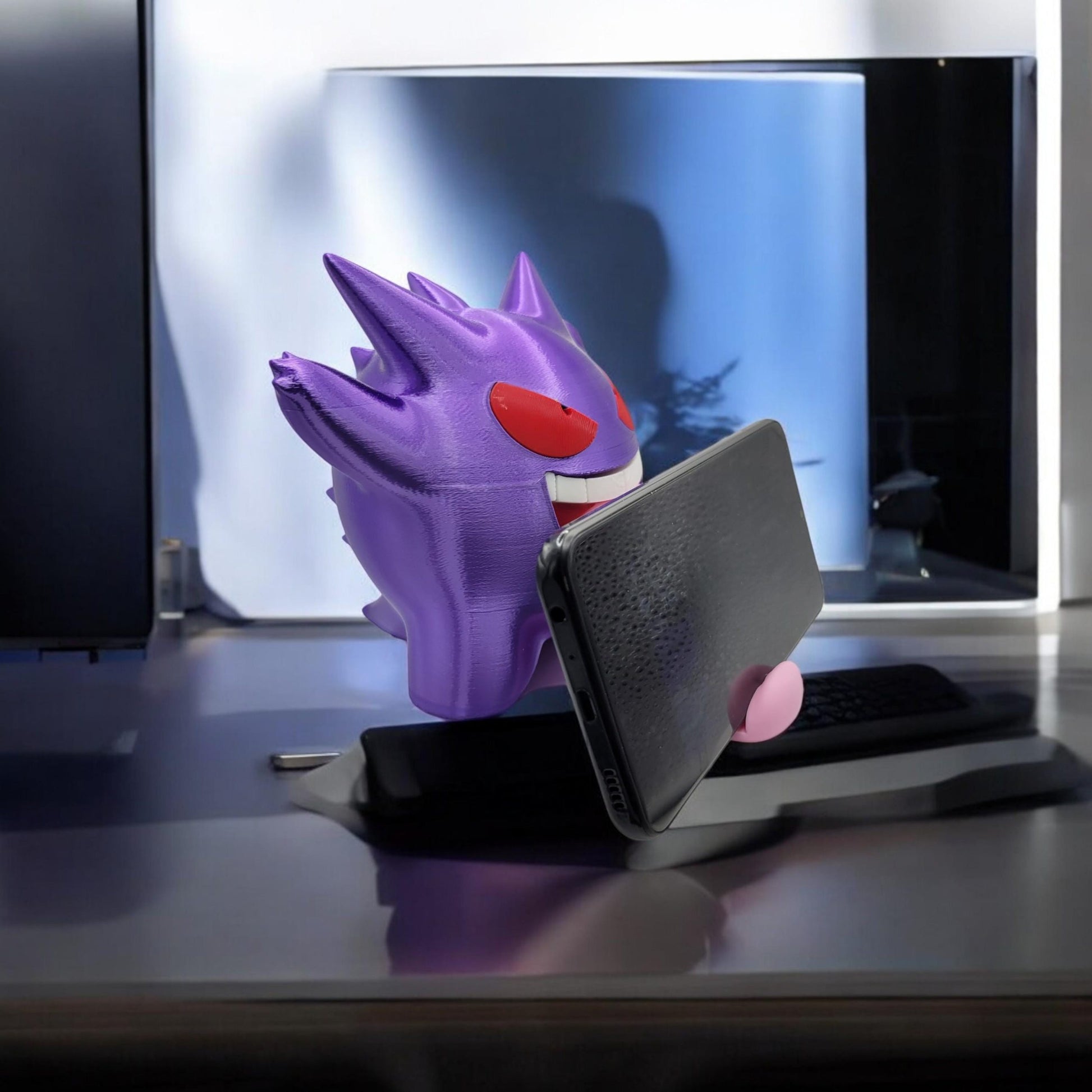 Gengar Phone Holder 3D Printed Model - Phone Accessories Game Collectible Figurine fan art desk pet image 3